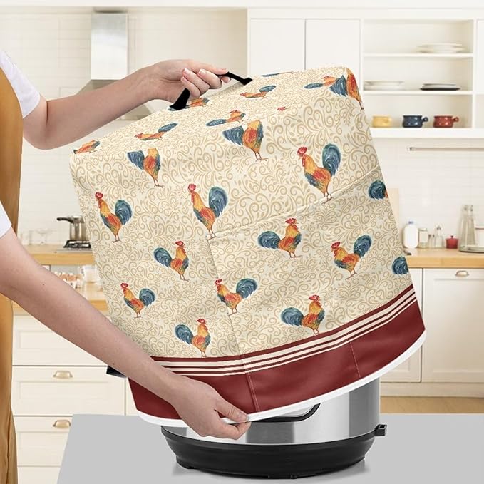 Flashideas Cartoon Chicken Pressure Cooker Cover, Kitchen Appliance Dust Cover, Rice Cooker Protective Cover with Pocket, Suitable for Air Fryer Cover, Toaster Cover, Oven Cover