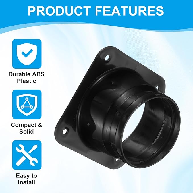 PATIKIL 3 Inch Duct Connector Flange, 3Pack Plastic Straight Pipe Flange Dryer Vent Connector for Air Heating Cooling Ventilation HVAC System, Black
