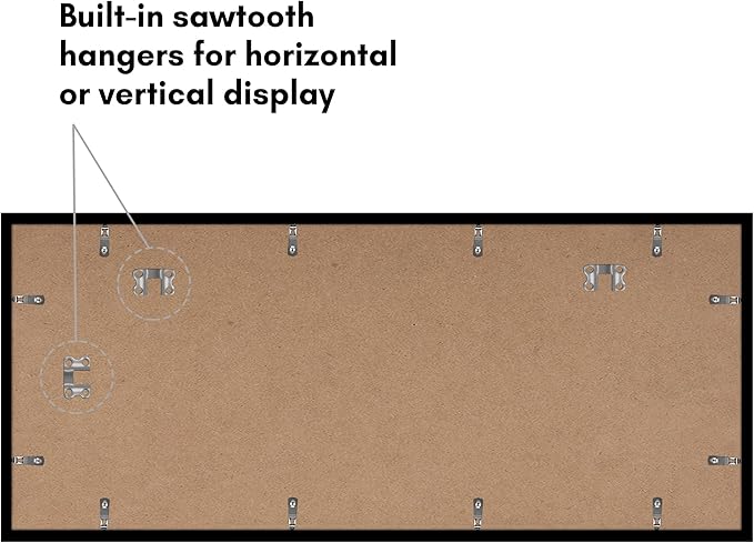 Americanflat 16x40 Picture Frame with Polished Plexiglass - Set of 5 - Use as 12x36 Frame with Mat or Display 16x40 Photo Without Mat - Galleria Collection - Picture Frames for Wall Display - Black