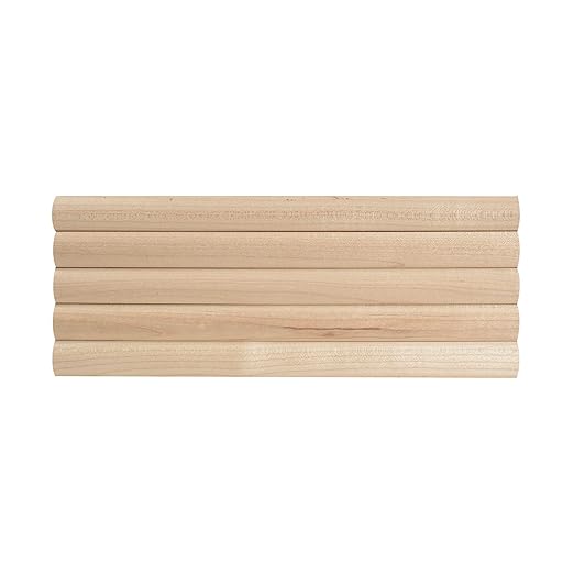 1' Wide x Nominal 8' High x 5/16' Thick Unfinished Solid Red Oak Tambour Sheet with 3/4" Half Round Grooves