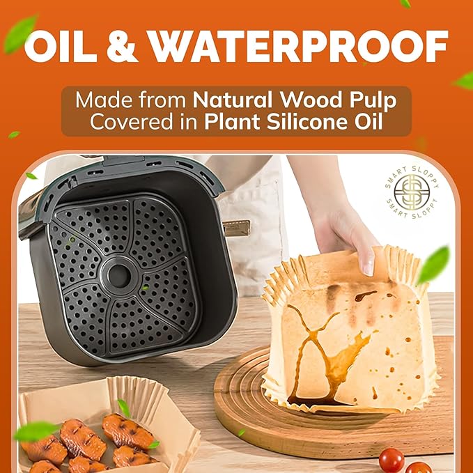 6.5 inch Square Air Fryer Liners Disposable Parchment Paper Liner Airfryer 3-5 QT Basket inserts Filter Sheets EXTRA THICK 40 GSM - Pack of 125