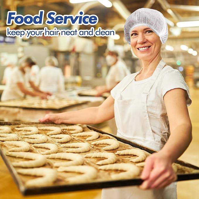 Yahenda 1000 Pcs Disposable Bouffant Caps Bulk Hair Nets 21" Non Woven Hairnet for Food Service Restaurant Lab Kitchen