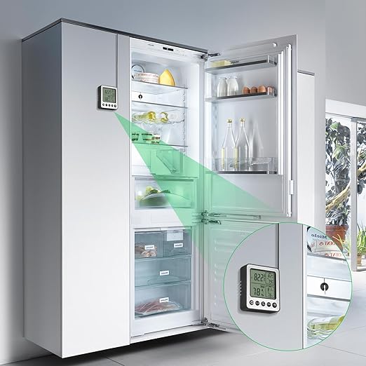 2 PCS Refrigerator Thermometer Digital Freezer Fridge Thermometer with Extra Sensor Digital Indoor outdoorthermometer Hygrometer max and min Remember White ZZ20