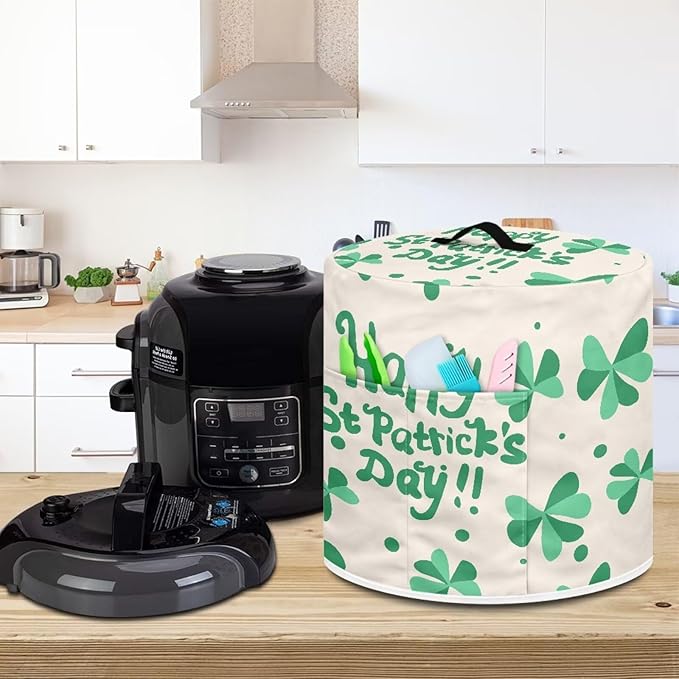 TODIYADDU Green Shamrock Air Fryer Cover Dust Cover St Patrick's Day Instant Pots Pressure Cooker Cover Compatible with Most Kitchen Appliances Trendy Instant Pots Pressure Cooker Accessories