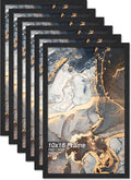 Engineered Wood 10x16 Picture Frame Set of 6, Black Frame for 10 x 16 Inch Picture Poster Photo, Light Weight 10 by 16 Frame with Wood-grain for Wall - 6 Pack/Black/10 x16