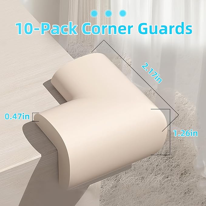 Baby Proofing Edge & Corner Protectors, 1 Roll White Foam L-Shape Self-Adhesive Bumper Strip, Soft Shock-Absorbent Wall & Furniture Safety Bumpers for Nursery, Kitchen, Fireplace, Table, Desk