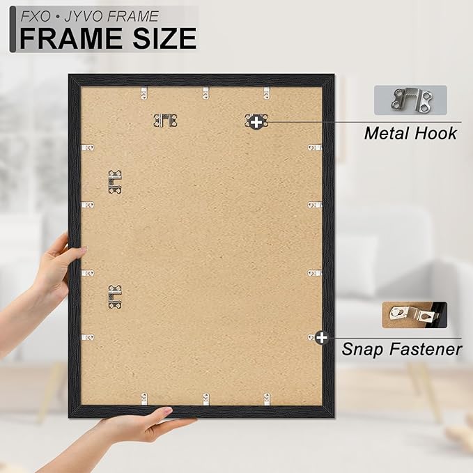 Engineered Wood 20 x 26 Frame Set of 2, Black Picture Frame for 20x26 Inch Poster Puzzle Photo, Light Weight 20by26 Poster Frame with Wood-grain for Wall - 2 Pack/Black/20 x26