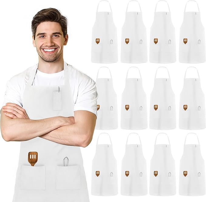 Aprons for Men - 100% Polyester Chef Apron Women with Extra Long Ties - Cooking Aprons for Women & Mens Apron