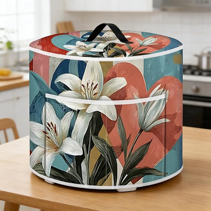 Rice Cooker Cover, Dust Cover for Kitchen Appliances with Handle and Storage Pocket, Easy to Clean Kitchen Decor Gift, Fits 3-6-8 Quart Instant Pot, Slow Cooker and Air Fryer