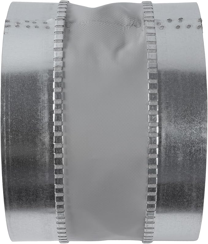Vent Systems 8" Inch Flexible Vibration-Reducing Male Fit Duct Connector – Round Galvanized Steel Dryer Vent Hose Connector, Spiral Duct, Pipe Extender, HVAC Ventilation - Inline Duct Work Coupler