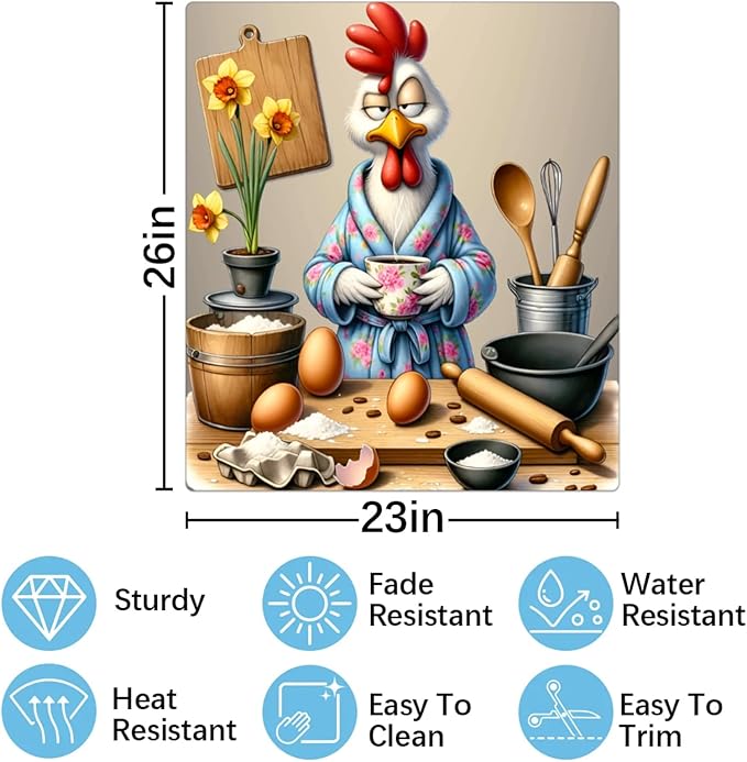 Rooster Funny Egg Flower Dishwasher Magnet Cover for The Front Dishwasher Door Cover Panel Decals Magnetic Refrigerator Cover for Kitchen Farmhouse Home Decor 23 X 26 in