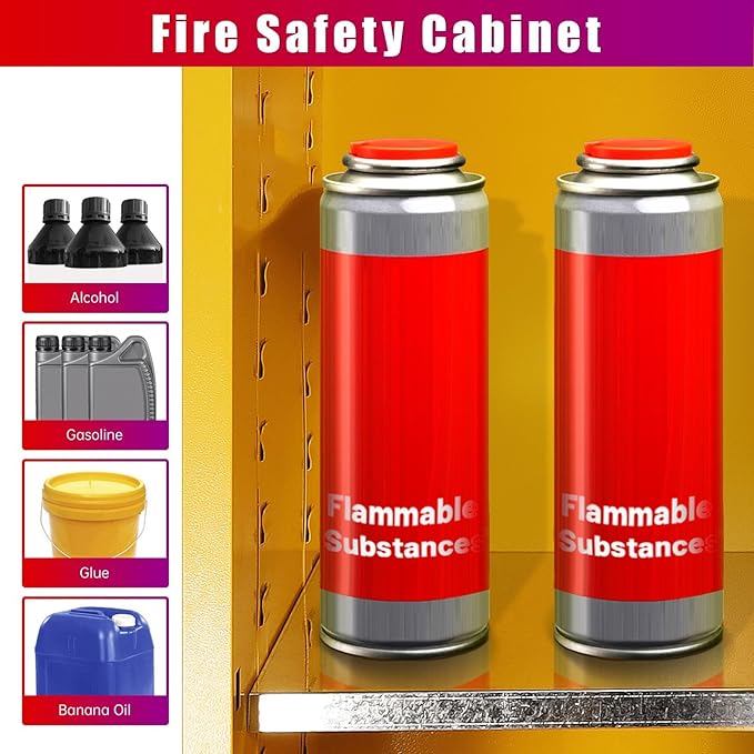 Flammable Cabinet 18" x 18" x 23", 16 Gallon 18 Gauge Galvanized Steel Fire Cabinet, Manual Close & Internal External Vent Design for Home Use, Commercial, Garage & Laboratory