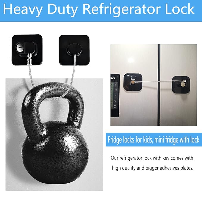 YEYA Upgraded Refrigerator Lock 2 Pack, Mini Fridge Lock for Kids, Child Safety Cabinet Doors