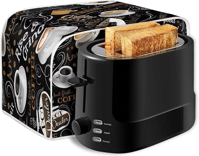 UNICEU Coffee Pattern Quilted Toaster Cover - Fits Most Standard 2 Slice Toasters, Kitchen Small Appliance Cover