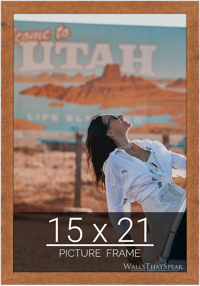 wallsthatspeak 15x21 Light Walnut Rustic Pine Picture Frame for Puzzles Posters Photos or Artwork
