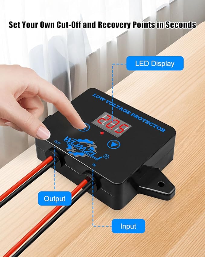 12V-36V DC Digital Low Voltage Protection Module with Display, Over Discharge Cut-Off Switch for Battery Protection Voltage Monitoring and Disconnect