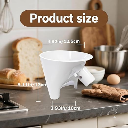 Flour Funnel for Kitchen Aid Mixer, Easy Pour No-Mess Attachment, Anti-Splash Accessory, Fits Tilt-Head 4.5–5 Qt (KSM150), Durable Dishwasher-Safe Baking Tool (White)