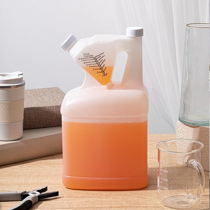 2 Pcs 128oz Measure Container Tip and Pour Measuring Containers Plastic Measuring Bottle, 8oz Measure Capacity