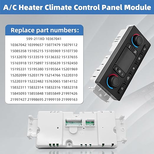 599-211XD A/C Heater Climate Control Module Panel Switch for 02-09 Chevy Silverado Suburban Tahoe Trailblazer Avalanche GMC Sierra Yukon Envoy Cadillac Escalade Rainier Hummer Bravada, OE# 10367041