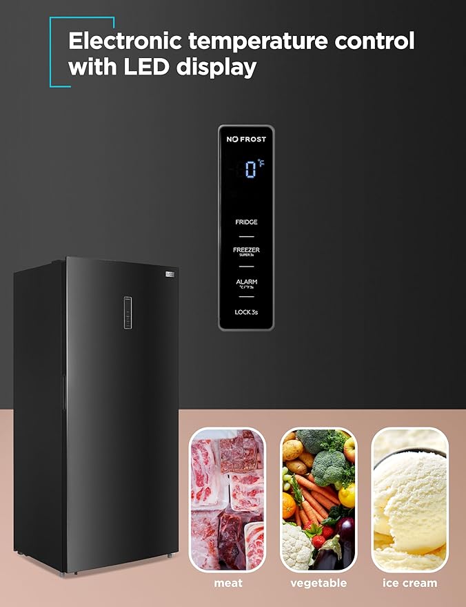 BLACK+DECKER 21.2 Cu. Ft. Convertible Freezer Refrigerator, Upright Freezer with Glass Shelves, Reversible Door, ENERGY STAR rated, Frost Free, BUC2120MB, Black