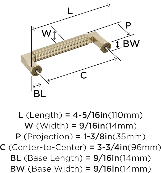 Amerock Ballard 3-3/4 inch (96mm) Center-to-Center Golden Champagne Cabinet Pull, BP37643BBZ