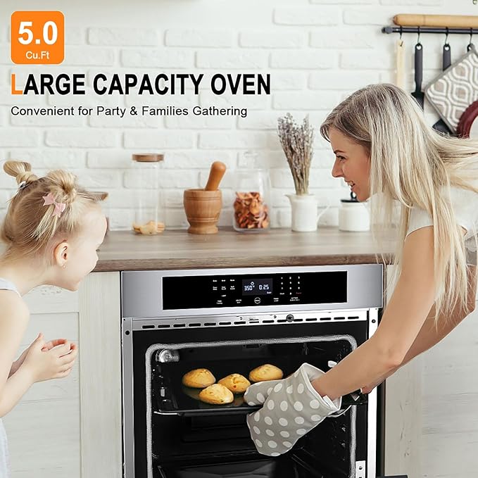 GASLAND 30 inch Electric Wall Oven,Gasland Built-in 8 Cooking Function Single Ovens with Self-cleaning Convection Fan Touch Control,Stainless Steel