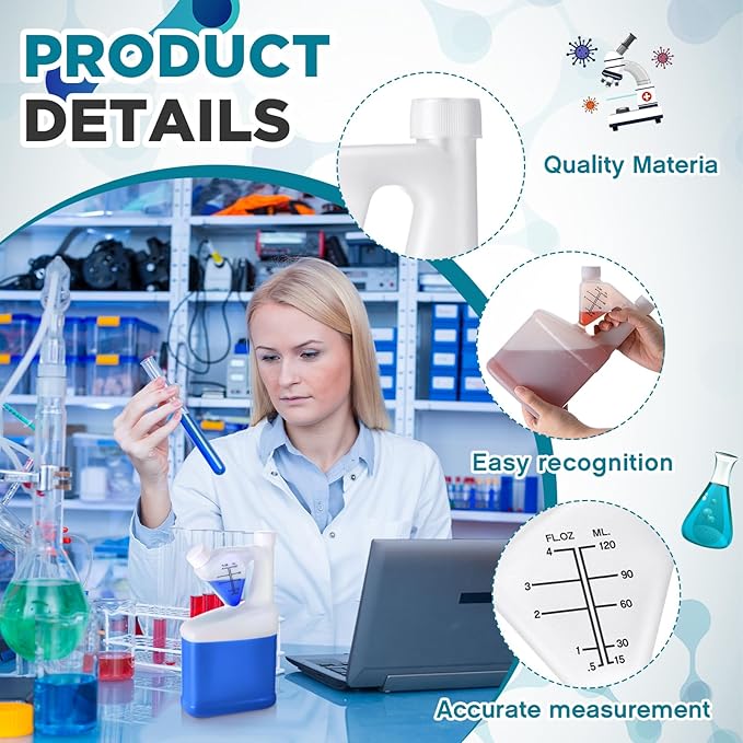 4 Pcs 32oz Tip Measure Containers Tip and Pour Measuring Containers HDPE Chemical Measuring Cups with Lids Plastic Bottle, up to 4oz Capacity (32oz)