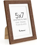 Fun Memories 5x7 Picture Frame, Solid Oak Wood 5 x 7 Frame with Plexiglass, 5 by 7 Photo Frame for Wall & Tabletop Display, 5x7 Picture Frame Matted to 4x6, Walnut Color, 1 Pack