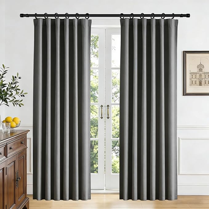 Room Divider Blackout Curtain Track Curtains Wall Dividers Panels Screen for Living Rooms Bedroom Office Privacy Partition Separation, W52 × L96 Inch,1 Panel, Grey
