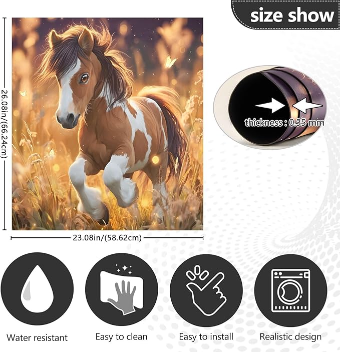 Horse Running Dishwasher Magnet Cover Front Dishwasher Cover Magnetic Home Cabinet Decals Appliances Stickers Refrigerator Decor, 23x26in