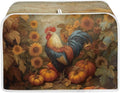 UNICEU Fall Toaster Cover 4 Slice Rooster Pumpkin Sunflower Print Stain Resistant Dust Proof Cover for Bread Maker Washable Kitchen Small Appliance Covers