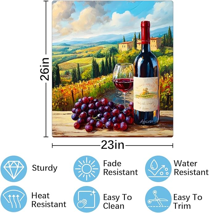 Painting Wine Landscape Dishwasher Magnet Cover Front Dishwasher Cover Decor Reusable Magnetic Door Cover Panel Decal Home Appliances Stickers Kitchen Refrigerator Fridge 23"x26"
