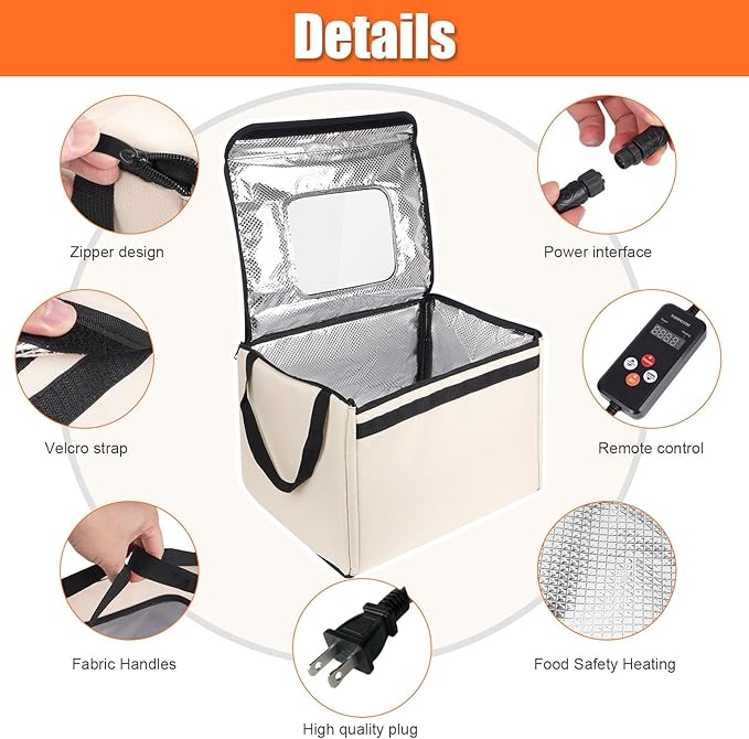 Folding Bread Proofing Box with Lid, Bread Proofer 3-Side Even Fever, Sourdough Starter Warmer for Pizza/Dough/Sour/Baking, 41-131℉ Temperature & 99 H Timer Control Proofing Container