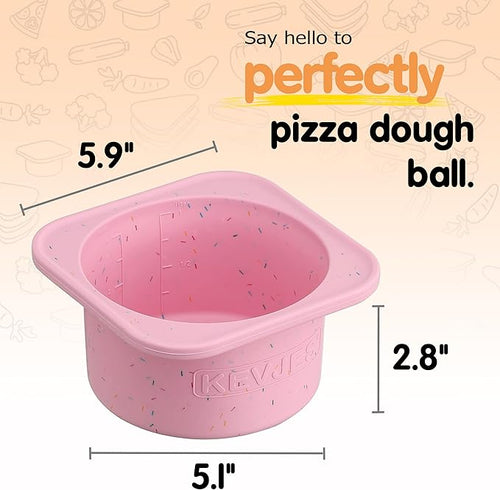 1000ml PLUS Individual Pizza Dough Proofing Containers with Airtight Lids – Food Grade Silicone, Freezer/Dishwasher Safe –Neapolitan Dough Rising & Fermentation – 2 Pack (Cotton Candy)