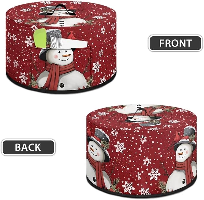 Snowman Cardinal Snowflake Print Slow Cooker Dust Cover Protective with Pocket Keep Appliance Clean Fit Most 6-8 Quart Crock Pot Kitchen Appliance Accessories for Christmas Decor