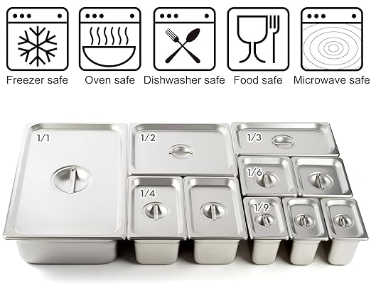 CURTA 6-Pack 1/6 Size Steam Table Pan Lid with Handle, NSF, Hotel & Catering Food Cover