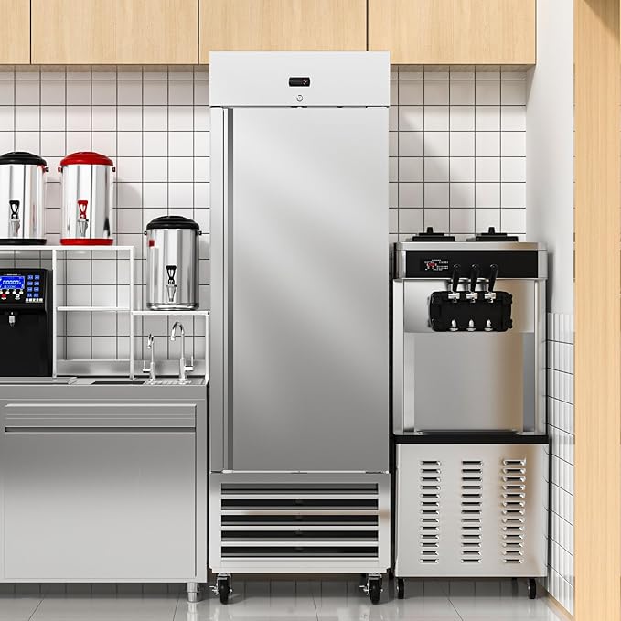 27" W Commercial Freezer, 21 Cu.ft Stainless Steel Reach-in Upright Freezer with Single Solid Door and 3 Adjustable Shelves for Restaurant, Commercial Kitchen, ETL Approved