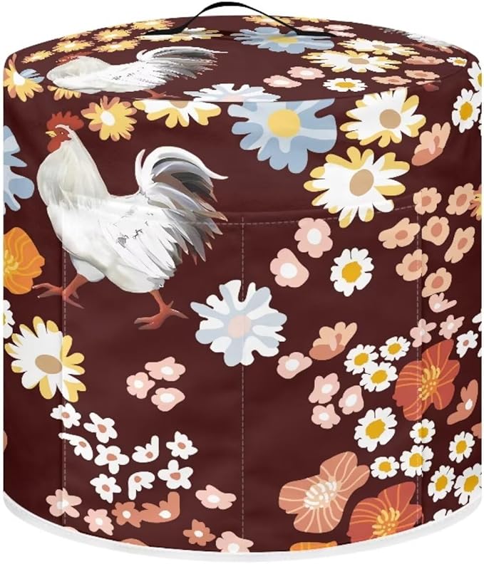TODIYADDU Walking Hen Dust Cover for Electric Pressure Cooker Waterproof Air Fryer Cover Dust Cover with Storage Pocket and Handle Portable Instant Pots 3 Quart Pressure Cooker Cover Present