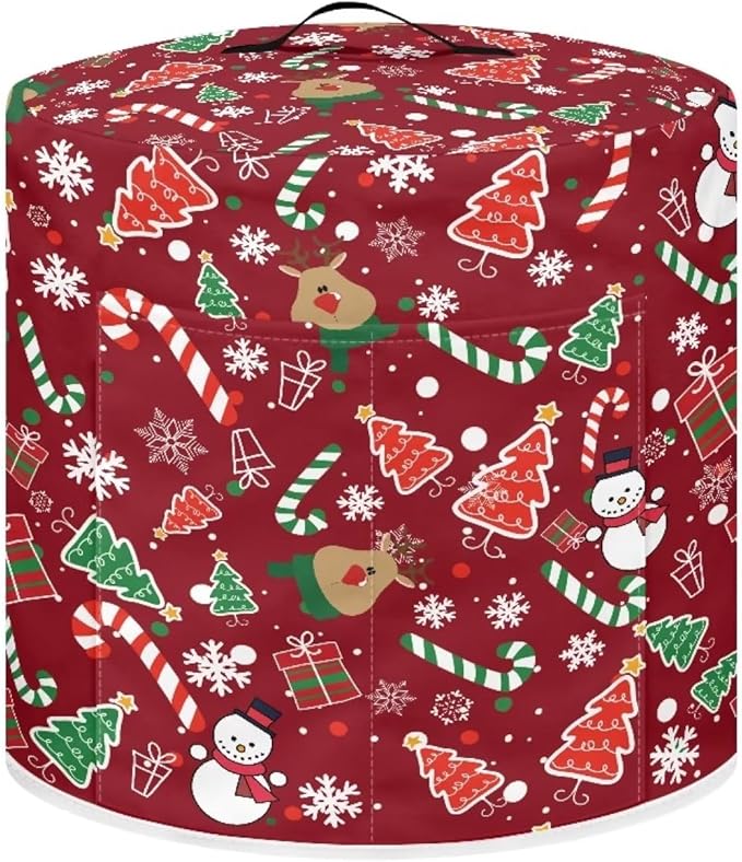 Dust Cover Compatible with 3 qt Electric Pressure Cooker Rice Cooker and Air Fryer Insulated Protective Cover Keep Appliance Clean Christmas Decor, Elk Snowman Candy Canes