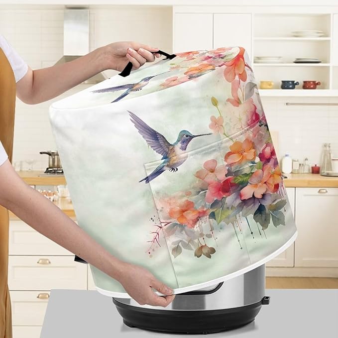 Hummingbird Flower Rice Cooker Air Fryer Dust-Proof Cover for Instant Pot Accessories 6 Qt Convenient Portable Blender Cover Dust Cover Cover for Air Fryer