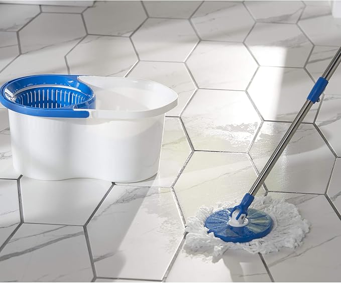 Clorox Microfiber Spin Dry Microfiber Mop and Bucket System, Blue/White