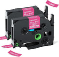 Replacement for Brother P Touch Label Tape White on Berry Pink TZe-MQP35 12mm 0.47'' Laminated TZe TZ Label Maker Tape, Compatible with PT-D210 PT-D220 PT-H110 PT-D400 PT-D410 PT-D600, 2-Pack