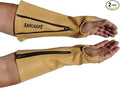 Arm Chaps Leather Protective Sleeves Arm Guard - Prevent Cuts, Scratches & Bruises - Genuine Cowhide - Ideal for Gardening & Construction - Left & Right Form-Fitting. Tan (1 Pair/Large).