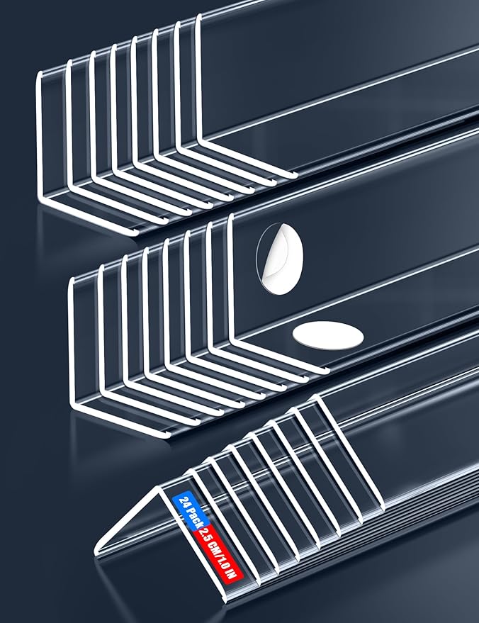 Clear Self-Adhesive Wall Corner Protectors，Corner Guards & Edge Protector for Wall Door Frame Cabinet Baseboard & Door, Table, Stair (24, 36" X 1.0")
