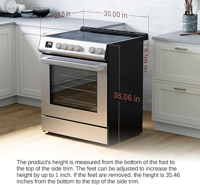 Rangaire RRE303TS Electric Range Oven with Timer and AirFry Infrared Stove Burners, True Convection, Easy Reach Racks, 30", Stainless Steel