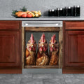 Country Rooster Dishwasher Magnet Cover, Farm Hen Dishwasher Cover for Kitchen Decoration, Chicken Magnetic Refrigerator Magnet Cover Funny Fridge Decal, 23"X26"