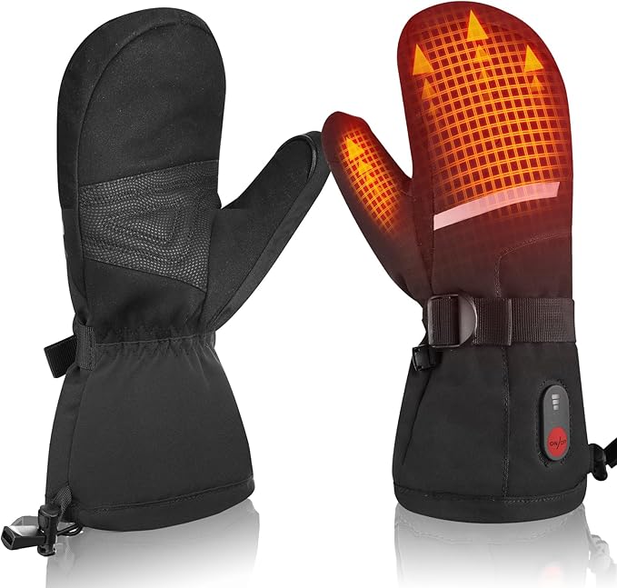 Heated Ski Gloves, Unisex Winter Skiing Gloves, 7.4V Battery Power Rechargeable Heating Glove for Women & Men Skiing, Snowboarding, Snowmobile, Outdoor Sports