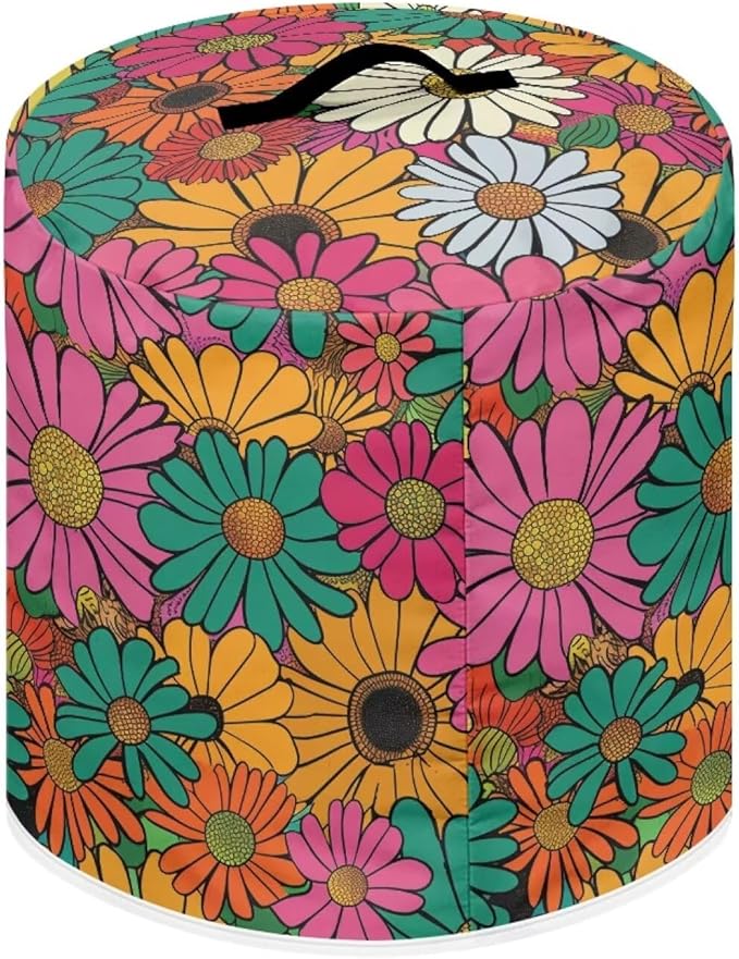 TODIYADDU Cartoon Daisy Electric Pressure Cooker Cover Round Protective Cover Bag with Pocket and Handle for or Rice Cooker Kitchen Small Appliance Dust Covers Holiday Present