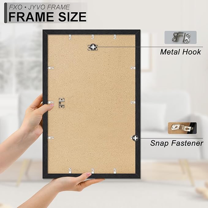 Engineered Wood 14x24 Picture Frame Set of 3, Black Frame for 14 x 24 Inch Picture Poster Photo, Light Weight 14 by 24 Frame with Wood-grain for Wall - 3 Pack/Black/14 x24