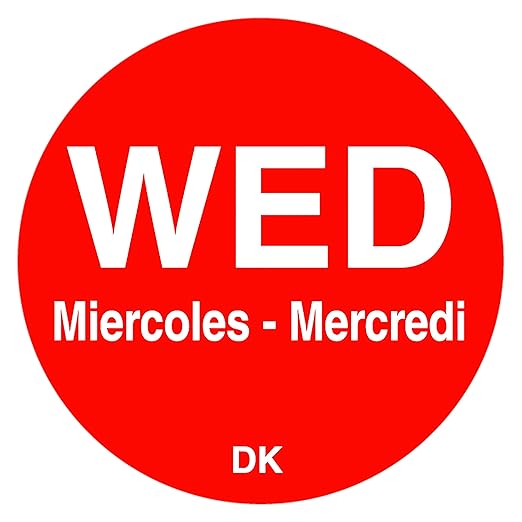 DayMark Safety Systems-IT1143923 Day of The Week 3/4" Circle Permanent Label, WED (Roll of 1,000) (Pack of 2)